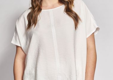 Μπλούζα κοντομάνικη σε όψη λινού -  - 