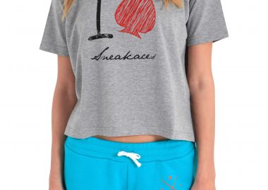 Μπλούζα Κοντομάνικη Sneak Aces I love 4039-615-GREY-MELANGE Γυναικείο - Sneak Aces - 
