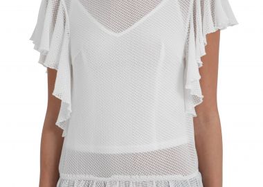 Μπλούζα Κοντομάνικη Traffic People Με Βολάν LA8086-WHITE Γυναικείο - Traffic People - 