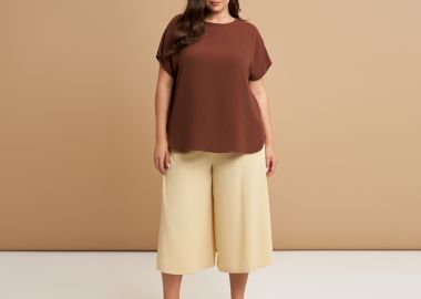 Μπλούζα κρεπ airwashed με στρογγυλή λαιμόκοψη - MAT FASHION - 