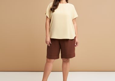 Μπλούζα κρεπ airwashed με στρογγυλή λαιμόκοψη - MAT FASHION - 