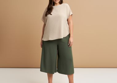 Μπλούζα κρεπ airwashed με στρογγυλή λαιμόκοψη - MAT FASHION - 