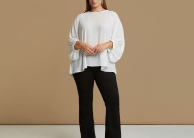 Μπλούζα κρεπ με balloon μανίκια - MAT FASHION - 