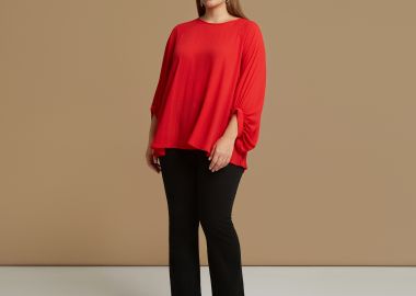 Μπλούζα κρεπ με balloon μανίκια - MAT FASHION - 