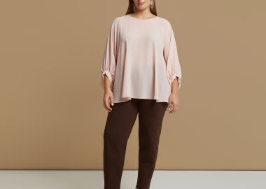 Μπλούζα κρεπ με balloon μανίκια - MAT FASHION - 