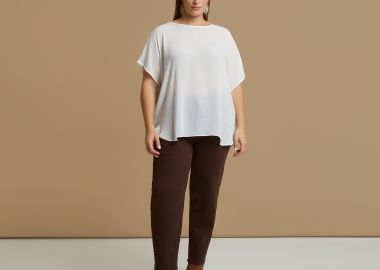 Μπλούζα κρεπ με στρογγυλή λαιμόκοψη - MAT FASHION - 