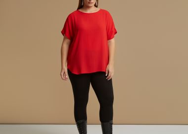 Μπλούζα κρεπ με στρογγυλή λαιμόκοψη - MAT FASHION - 