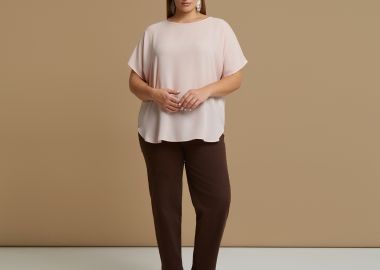 Μπλούζα κρεπ με στρογγυλή λαιμόκοψη - MAT FASHION - 