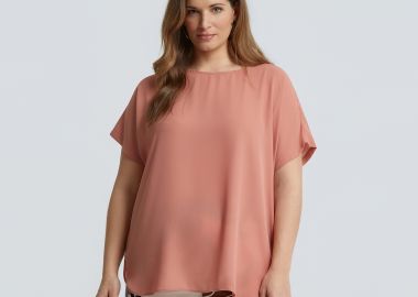 Μπλούζα κρεπ με στρογγυλή λαιμόκοψη - MAT FASHION - 