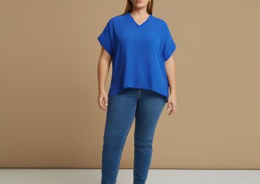 Μπλούζα κρεπ με V-λαιμόκοψη - MAT FASHION - 