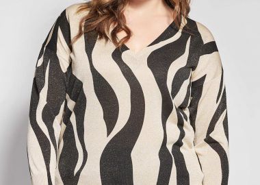 Μπλούζα λεπτή πλεκτή animal print με λούρεξ λάμψη -  - 