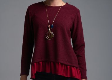 Μπλούζα Lurex Με Βολάν & Κολιέ -  - 