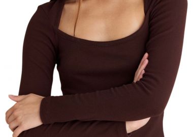 Μπλούζα Μακρυμάνικη Attrattivo Με Τετράγωνη Λαιμόκοψη 9922032-CHESTNUT Γυναικείο - Attrattivo - 