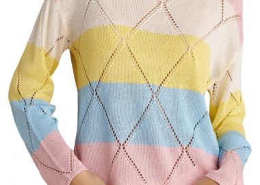 Μπλούζα Μακρυμάνικη Attrattivo Πλεκτή Ριγέ Με Στρας 9P23398-MULTICOLOR Γυναικείο - Attrattivo - 