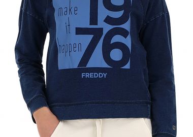 Μπλούζα Μακρυμάνικη Freddy Denim Effect Sweatshirt With A Tonal Print S8-AC-WS230L01H00-J0 Γυναικείο - Freddy - 