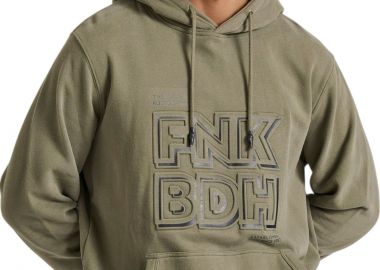 Μπλούζα Μακρυμάνικη Funky Buddha Hoodie With Embossed Print On Chest FBM010-018-06-CEMENT Ανδρικό - Funky Buddha - 