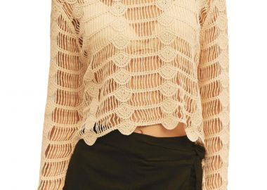 Μπλούζα Μακρυμάνικη Funky Buddha Με Αραιή Πλέξη FBL013-102-07-CHALK Γυναικείο - Funky Buddha - 