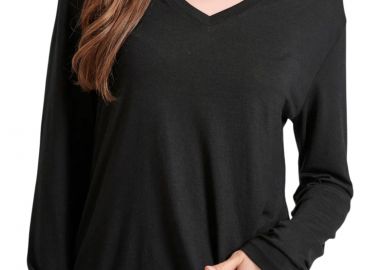 Μπλούζα Μακρυμάνικη Funky Buddha Με V Λαιμόκοψη FBL010-115-07-BLACK Γυναικείο - Funky Buddha - 