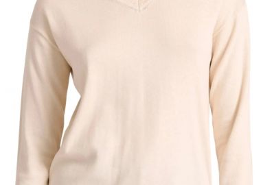 Μπλούζα Μακρυμάνικη Funky Buddha Πλεκτή Με Άνοιγμα V FBL010-101-09-CHALK Γυναικείο - Funky Buddha - 