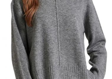 Μπλούζα Μακρυμάνικη Funky Buddha Relaxed Fit Με Στρογγυλή Λαιμόκοψη FBL010-122-09-GRAPHITE Γυναικείο - Funky Buddha - 