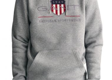Μπλούζα Μακρυμάνικη Gant Reg Archive Shield Hoodie 2047082-093-GREY MELANGE Ανδρικό - Gant - 