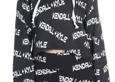Μπλούζα Μακρυμάνικη Kendal + Kylie Goth Print Cropped Hoody KKW3711621-Black Γυναικείο - Kendal + Kylie - 