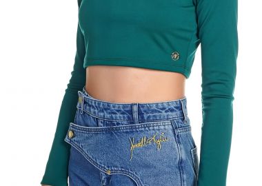 Μπλούζα Μακρυμάνικη Kendal + Kylie Turtleneck Cuts Cropped KKW3714008-EMERALD Γυναικείο - Kendal + Kylie - 