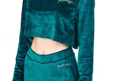 Μπλούζα Μακρυμάνικη Kendal + Kylie Velour Uneven KKW3711650-EMERALD Γυναικείο - Kendal + Kylie - 