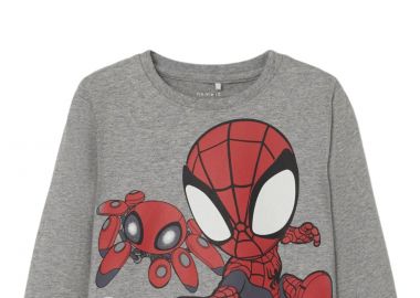 Μπλούζα Μακρυμάνικη Name It Nmmdomi Spidey Mar 13225918-Grey Melange Αγόρι - Name It - 