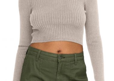 Μπλούζα Μακρυμάνικη Only Carol Crop O-Neck 15306048-Pumice Stone Γυναικείο - Only - 