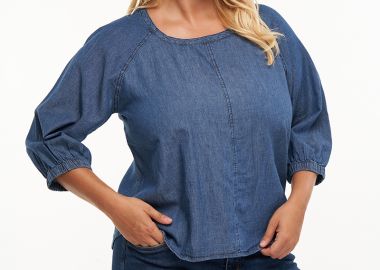 Μπλούζα με balloon μανίκια σε denim blue χρώμα -  - 