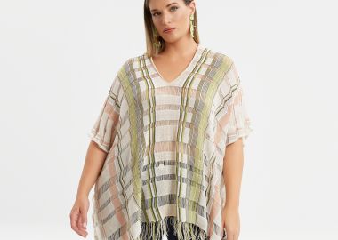 Μπλούζα με βαμβακερή πλέξη και κρόσσια - MAT FASHION - 