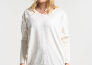 Μπλούζα Με Floral Κέντημα & Παγιέτες Στους Ώμους -  - 