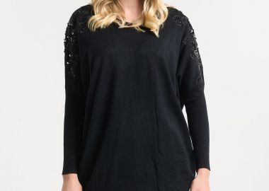 Μπλούζα Με Floral Κέντημα & Παγιέτες Στους Ώμους -  - 