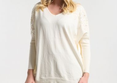 Μπλούζα Με Floral Κέντημα & Παγιέτες Στους Ώμους -  - 