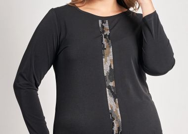 Μπλούζα με κάθετη λωρίδα στρας μπροστά -  - 