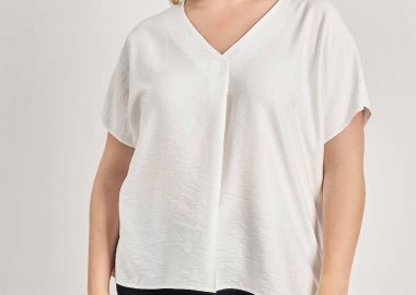 Μπλούζα με κουφόπιετα όψη λινό -  - 