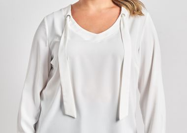 Μπλούζα με μανσέτες και γραβάτα -  - 