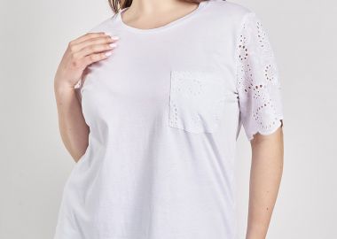 Μπλούζα με μπροντερί μανίκια -  - 