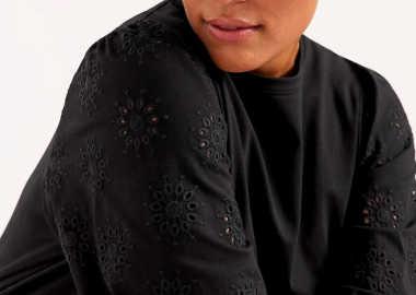 Μπλούζα με reglan διάτρητα μανίκια μαύρο χρώμα plus size -  - 