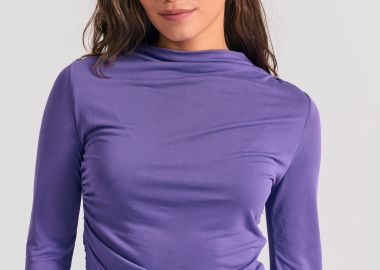 Μπλούζα με σούρες και κλειστή λαιμόκοψη - FUNKY BUDDHA - 