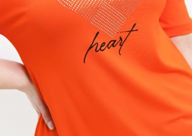 Μπλούζα με στρας καρδιά σε πορτοκαλί χρώμα -  - 