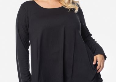 Μπλούζα με στρογγυλή λαιμόκοψη σε μαύρο χρώμα -  - 