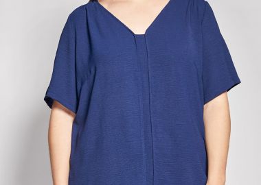 Μπλούζα με V Λαιμόκοψη και Ανάγλυφη Washed Ύφη -  - 