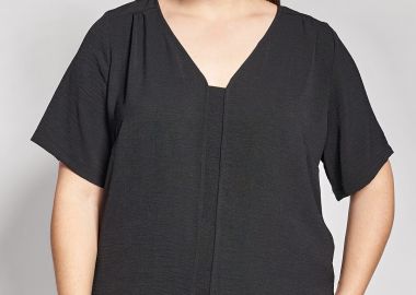 Μπλούζα με V Λαιμόκοψη και Ανάγλυφη Washed Ύφη -  - 