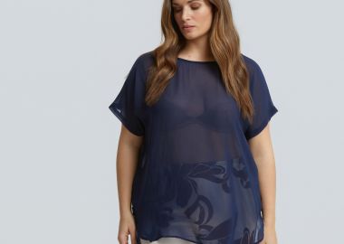 Μπλούζα μουσελίνα με στρογγυλή λαιμόκοψη - MAT FASHION - 