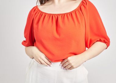 Μπλούζα off-shoulder washed ανάγλυφο -  - 