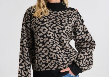 Μπλούζα Πλεκτή Animal Pattern & Κουμπιά -  - 