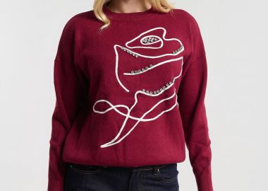 Μπλούζα Πλεκτή Με Artistic Κέντημα & Στρας -  - 