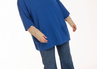 Μπλούζα πλεκτή oversized με τσέπη σε χρώμα ρουά -  - 